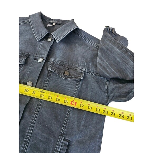 Free People Jean Jacket Washed Black Denim Trucker Size Small S Stretch - Picture 5 of 15